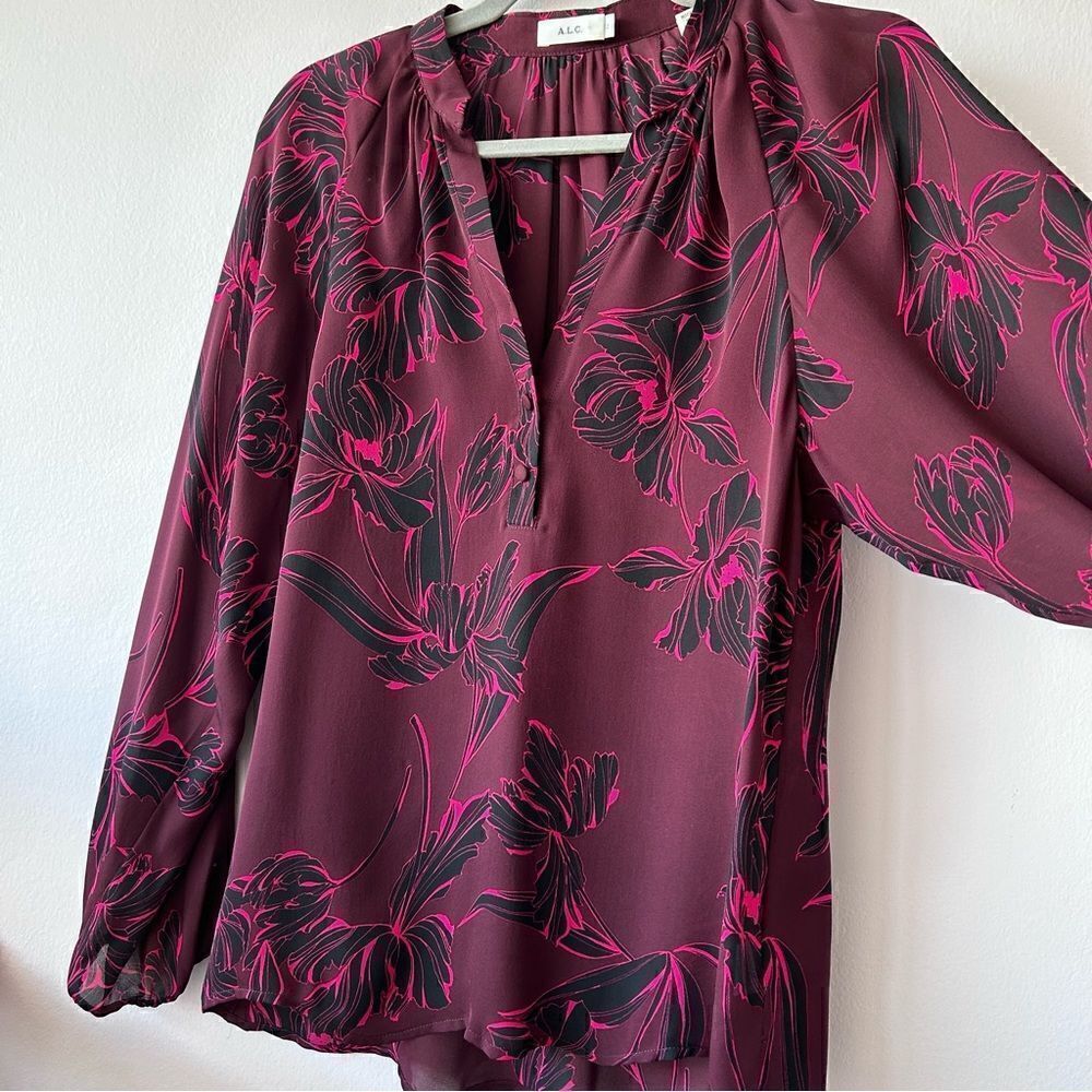 A.L.C. Lori Floral-Print Silk Long-Sleeve - Picture 6 of 9